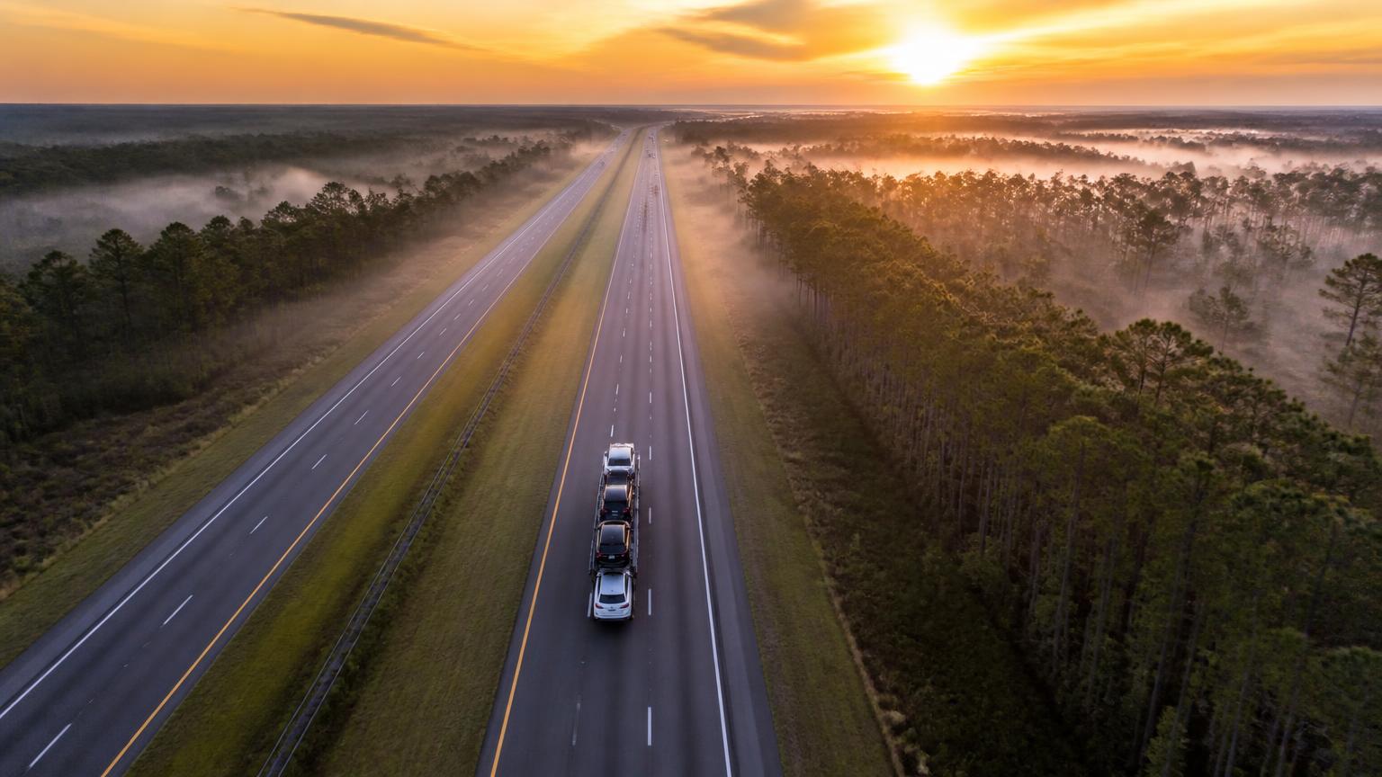 Car carrier on the I-75 corridor heading south